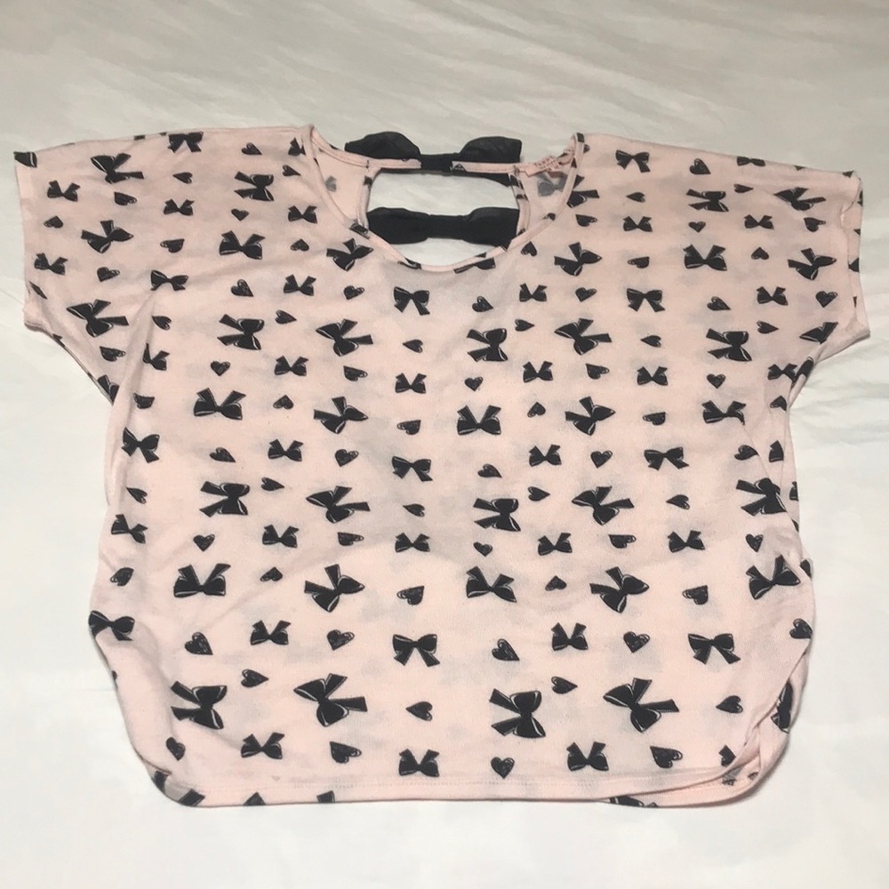 Tempted Pink and Black Bow Top